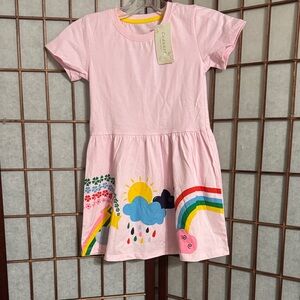 Source Unknown Pink Dress with Colorful Rainbow and Sun Design